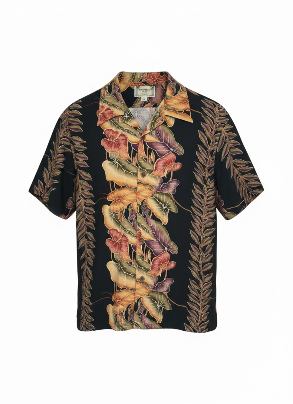 Vintage Kamehameha Hawaiian Rayon Aloha Shirt with Anthurium and Leaf Print